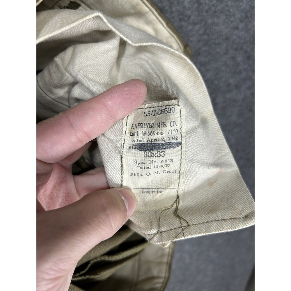 Vintage US Army M1937 Wool Trousers Pants Mens 33x33 (fits 32x31.5) OD WW2 40s - Picture 12 of 13